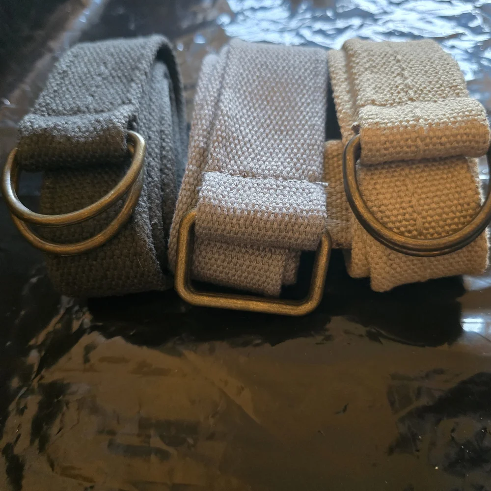 Set of Three Canvas Belts in Black, Gray, and Tan Kids 34 Inches